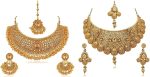 Efulgenz Indian Bollywood Traditional Crystal Pearl Wedding Choker Necklace Earrings Maang Tikka Jewelry Set